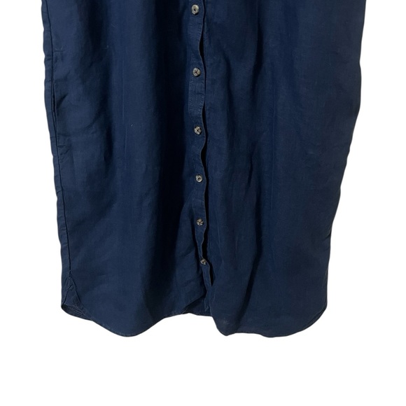 J. Crew Baird McNutt Irish linen navy relaxed fit button up shirt midi dress - Picture 8 of 14
